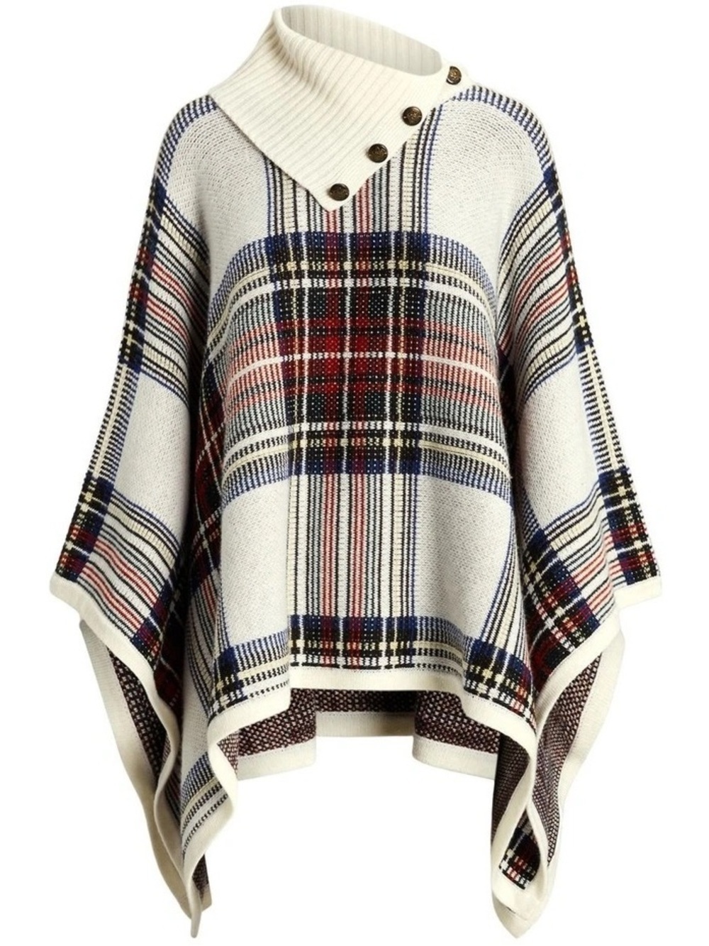 NWT Lauren Ralph Lauren Plaid Wool Blend Poncho